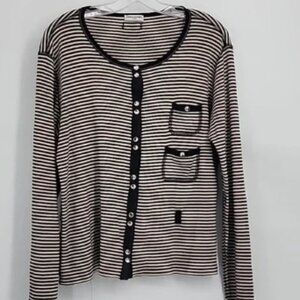 Sonia Rykiel Striped Button Down Cardigan Size M